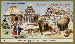 Framför de sju templen i området Madras (chromolitho) av French School