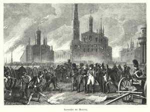 Burning of Moskva (gravyr) av French School