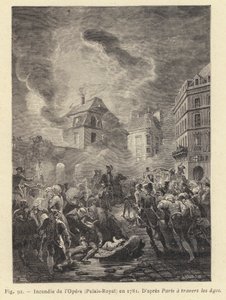 Brand på Operan, Palais-Royal, 1781 (gravyr) av French School