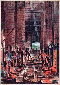 Industriell revolution - Puddling ugn - Puddler ugnar (Puddlage) - Gravyr i "" Vetenskaper gjort tillgängliga för alla - Populär fysik och kemi" av Alexis Clerc - Slutet av 1800-talet - Privat samling av French School