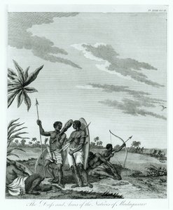 Invånare på Madagaskar, från volym 2 av Memoirs and Travels av greve Benyowsky, publicerad 1790 av French School