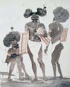 Inhabitants of Port Dori, akvarell av Jules-Louis Lejeune, baserat på Voyage around world av French School