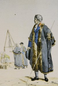Inspektör för mått och vikt i Polen, ca 1817 (färggravyr) av French School
