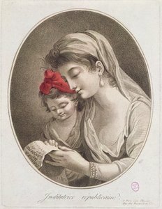 Institutrice Republicaine. c.1789 (färggravyr) av French School