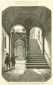 Interiör av Michelangelos hus, Rom (gravyr) av French School