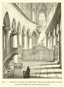 Interiör av kyrkan Saint-Paul, från en liten modell i relief bevarad i kyrkan Saint-Louis-Saint-Paul av French School