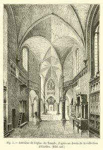 Tempelkyrkans inre; från en teckning i dUxelles samling, Bibl nat