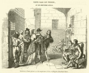 Interiör från ett fängelse på 1600-talet (gravyr) av French School