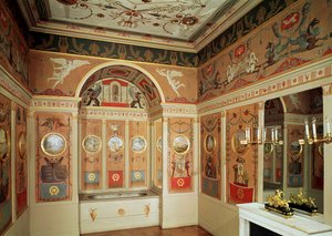 Interiör av Napoleons badrum, byggt 1807 av French School