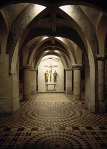 Invändig vy av Cathedrale de Metz (Moselle). av French School