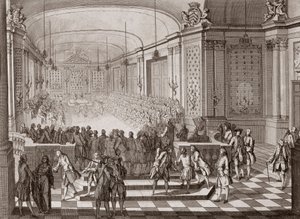 Invändig bild av Jacobins Hall, i Nantes, under innehavet av Förenta staterna i Bretagne 1764. av French School