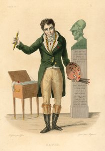 Jacques-Louis David (färgad gravyr) av French School