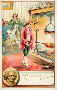 Jean Jacques Rousseau, schweizisk filosof (chromolitho) av French School