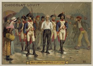Jean Sylvain Bailly på väg till giljotinen, franska revolutionen, 11 november 1793 av French School