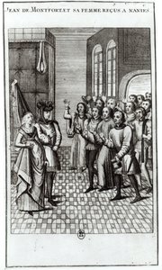 Jean de Bretagne (1293-1345) greve av Montfort och hans fru välkomnas i Nantes av French School