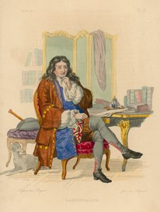 Jean de la Fontaine (färgad gravyr) av French School
