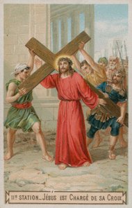 Jesus bär sitt kors. Den andra korsstationen av French School