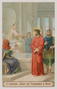 Jesus är dömd till döden. Korsets första station av French School