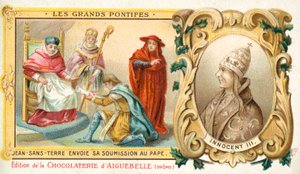 John, kung av England, skickar sin underkastelse till påven Innocentius III, 1213 av French School