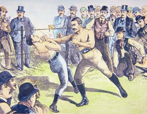 John L. Sullivan mot Charlie Mitchell den 10 mars av French School