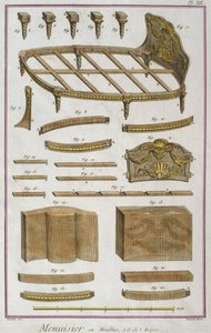 Joiner, en soffa, illustration från Encyclopedie des Sciences et Metiers av Denis Diderot (1713-84) graverad av Robert Benard (fl.1734) publicerad ca 1770 (färgstick) av French School