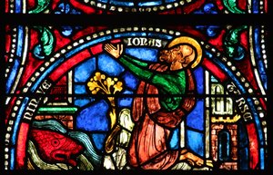 Jonas går in i staden Tarsus och Nineve (w37)(modern panel) av French School