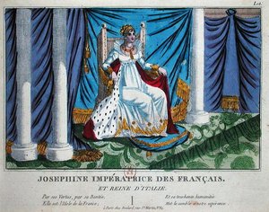 Josephine (1763-1814) kejsarinna av fransmännen och drottningen av Italien (färg litho) av French School