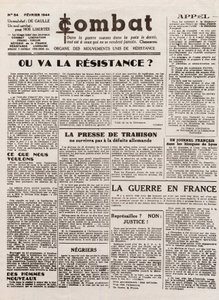 Journal COMBAT - nummer 54 - februari 1944 - organ för de förenade motståndsrörelserna. (hemlig tidning) - Vart tar motståndet vägen av French School