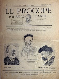 Journal du Proope, Parisiska kaféet, februari 1895: porträtt av de franska poeterna Paul Verlaine, Paul Arene och Laurent Tailhade. av French School