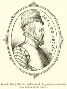 Juan de Arfe y Villafane, faksimil av porträttet placerat i spetsen för en utgåva av hans verk (gravyr) swed av French School