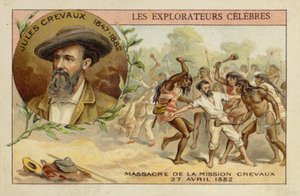 Jules Crevaux (1847-1882) på stranden av Rio Pilcomayo i Argentina den 27 april 1882 av French School
