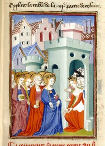 Justice, the Virgin and Saints, MS Harley 4431, f.361r, Frankrike, c.1410-14 (färg på pergament) av French School