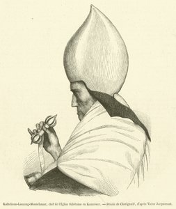 Kahtchenn-Lauzang-Monnelamne, chef för den tibetanska kyrkan i Kannawer (gravyr) av French School