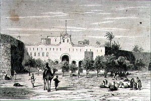 Khartoum, Sudan, på 1860-talet, graverad av Alfred Louis Sargent (f.1828) (gravyr) av French School