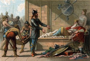 Kung Clovis III kallade Le Feneant, kung av Frankrike från 691 till 695. Kromolitografi omkring 1890. av French School