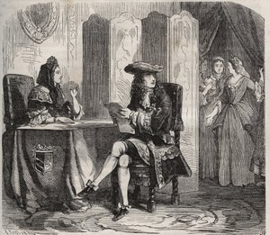 Kung Ludvig XIV (1638 -1715) och hans hustru, markisin av Maintenon (Francoise d