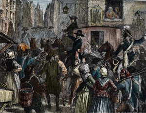 Kung Ludvig XVI och hans familj fördes till templet (färgstick) av French School