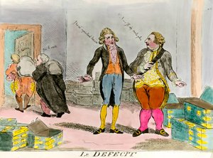 Kung Ludvig XVI och det ekonomiska underskottet "" de är inte längre där - jag har lämnat några "". Gravyr av 1700-talet. Privat samling. av French School