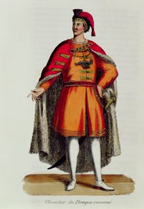 Riddare av den ungerska drakorden omkullkastad, illustration från Histoire et Costumes des Ordres Monastiques av Pierre Helyot (1660-1716), 1842 av French School