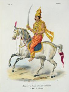 Kubera, rikedomens gud, graverad av C. de Motte (1785-1836) av French School