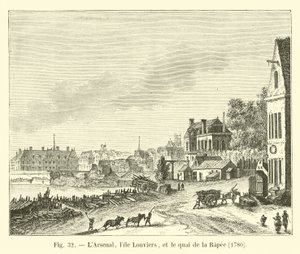 Arsenalen, Lille Louviers och Quai de la Rapee, 1780 av French School
