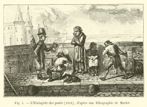 Etalagiste des ponts, 1818, efter en litografi av Marlet av French School
