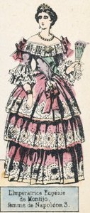 Kejsarinnan Eugenie de Montijo, hustru till Napoleon 3 (färgad gravyr) av French School