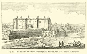 Bastiljen, på sidan av Faubourg Saint-Antoine, omkring 1650, efter I Silvestre av French School