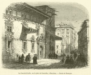 Casa de Gralla, på Place de Courcelles, i Barcelona (gravyr) av French School