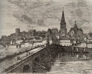 La Charite sur Loire - La Charite-sur-Loire - Nievre, i regionen Bourgogne - gravyr i "Frankrike illustree: geografi, historia, statistisk administration" av V.-A. Malt-brunt. 1884 av French School