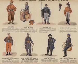 The Paris Commune, Military Costumes Of The Commune av A Raffet (färg litho) av French School