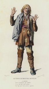 La Farce De Maistre Pathelin (färgad gravyr) av French School