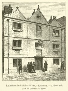 Watts Charity House, Rochester, nattasyl för fattiga resenärer (gravyr) av French School