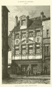 Karyatidernas hus, i Dijon (gravyr) av French School